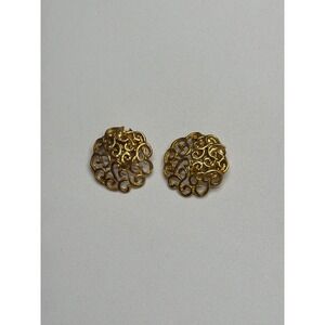 Vintage Gold Tone Bluette Clip On Earrings French Designer Statement‎ Earrings